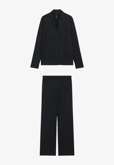 Skims Long-sleeved Pajama Set In Black