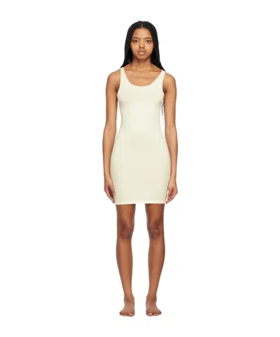 Skims Low Round Neck Dress In White