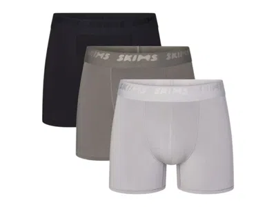 Pre-owned Skims Men's 3" Stretch Boxer Brief (3 Pack) In Gunmetal In Gray