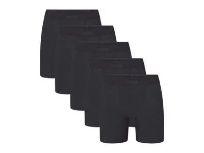 Pre-owned Skims Men's 5" Cotton Boxer Brief (5 Pack) In Onyx In Black