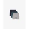 Skims Mens  Branded-waistband 3in Pack Of Three Stretch-modal Boxer Briefs In Indigo Multi