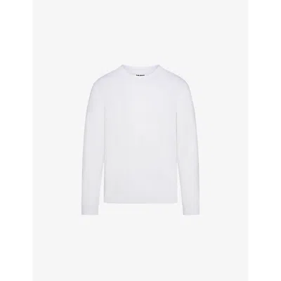 Skims Mens Chalk Long-sleeve Crewneck Cotton-jersey T-shirt In Chalk