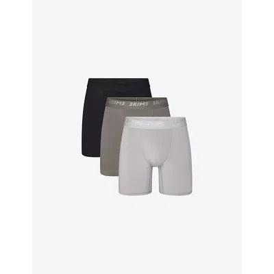 Skims Mens Gunmetal Multi Branded-waistband 5in Pack Of Three Stretch-modal Boxer Briefs