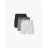 Skims Mens Heather Multi Branded-waistband 5in Pack Of Three Stretch-cotton Boxer Briefs
