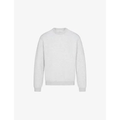 Skims Mens Light Heather Grey Classic Crewneck Lounge Cotton-blend Sweatshirt