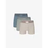 SKIMS MENS SKIMS BRANDED-WAISTBAND 3IN PACK OF THREE STRETCH-COTTON BOXER BRIEFS