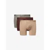Skims Mens Branded-waistband 5in Pack Of Three Stretch-modal Boxer Briefs Desert Multi