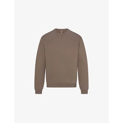 Skims Mens Truffle Classic Crewneck Lounge Cotton-blend Sweatshirt