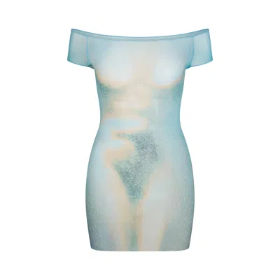 Skims Mesh Cover-ups In Cyan Fk Body Print