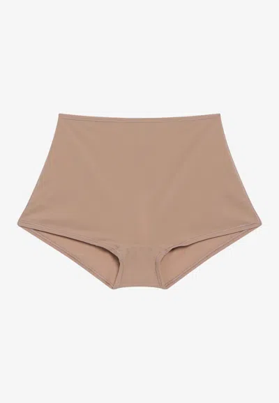 Skims Mid-rise Boy Shorts In Soft Stretch Fabric In Beige