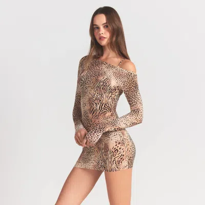 Skims Boat Neck Mini Nightgown In Brown