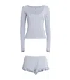 Skims Modal-blend Long-sleeve Pyjama Set In Blue