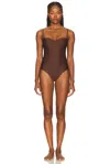 Skims Body Molded Underwire Bodysuit In Brown