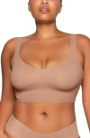 Skims Naked Wireless Plunge Longline Bra In Sienna