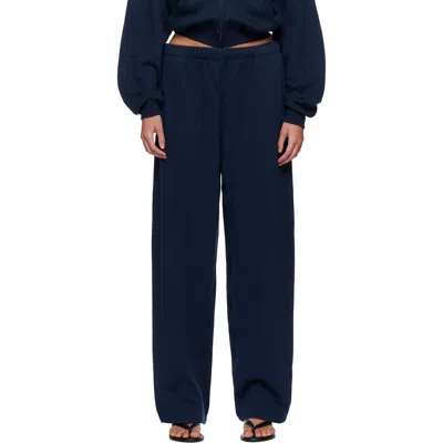 Skims Navy Cotton Fleece Classic Straight Leg Sweatpants