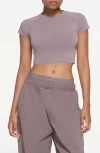 Skims New Vintage Cropped Raglan T-shirt In Zinc