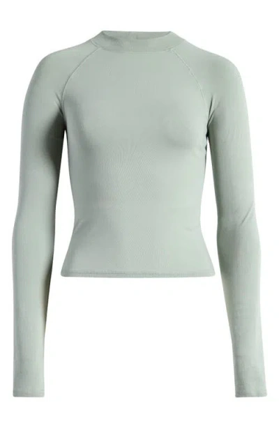 Skims Green Cotton Jersey Long Sleeve T-shirt In Mineral