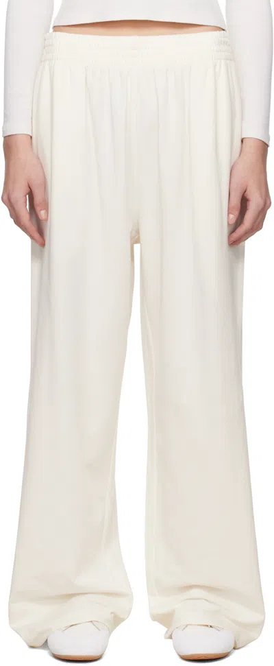 Skims Off-white Cotton Jersey Wide Leg Lounge Pants In Marble