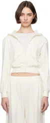 Skims Off-white Cotton Jersey Zip Up Hoodie In Marble