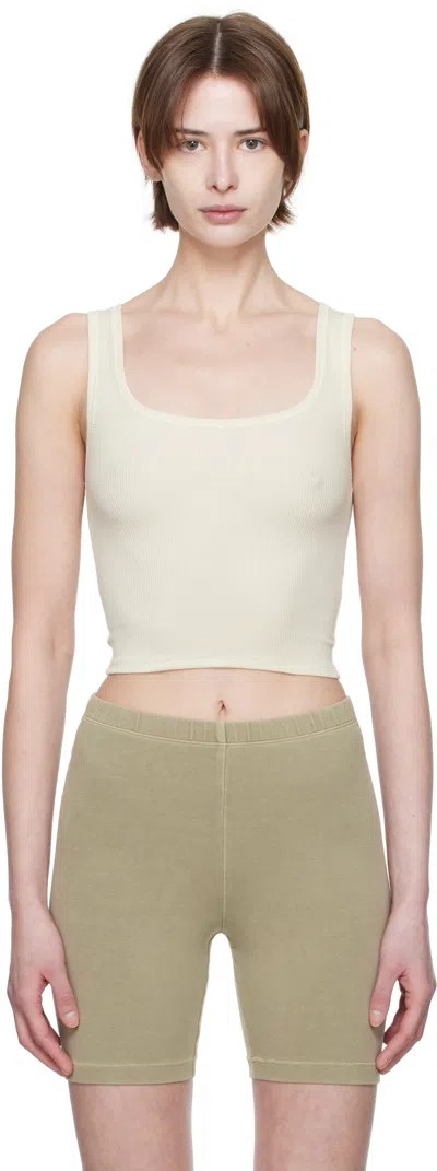 Skims Off-white Cotton Rib Tank Top In Bone