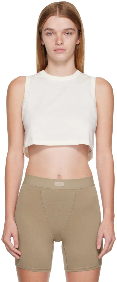 Skims Off-white Boyfriend Tank Top In Marble