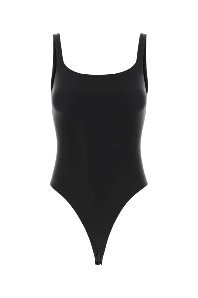 Skims Onyx Stretch Nylon Bodysuit In Black
