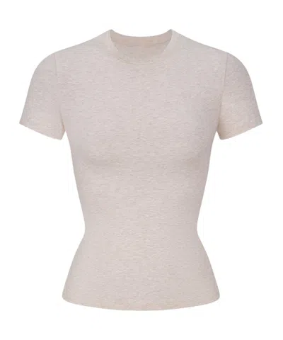 Skims Cotton Jersey T-shirt In Marble