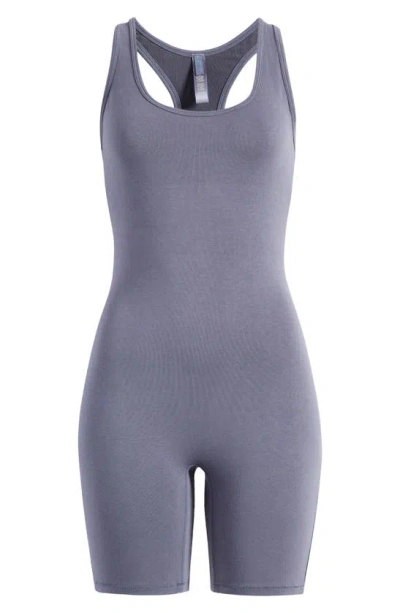 Skims Outdoor Mid Thigh Bodysuit In Steel Blue