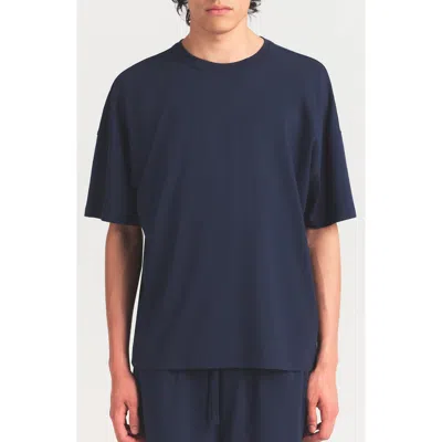 Skims Oversize Stretch Crewneck T-shirt In Blue