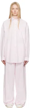 Skims Pink & White Cotton Poplin Oversized Sleep Pyjama Set