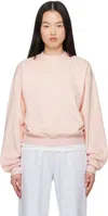 Skims Pink Cotton Fleece Classic Crewneck Sweatshirt In Barely Pink