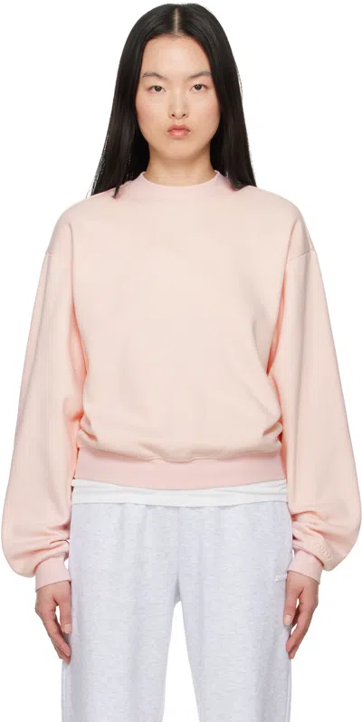 Skims Pink Cotton Fleece Classic Crewneck Sweatshirt In Barely Pink