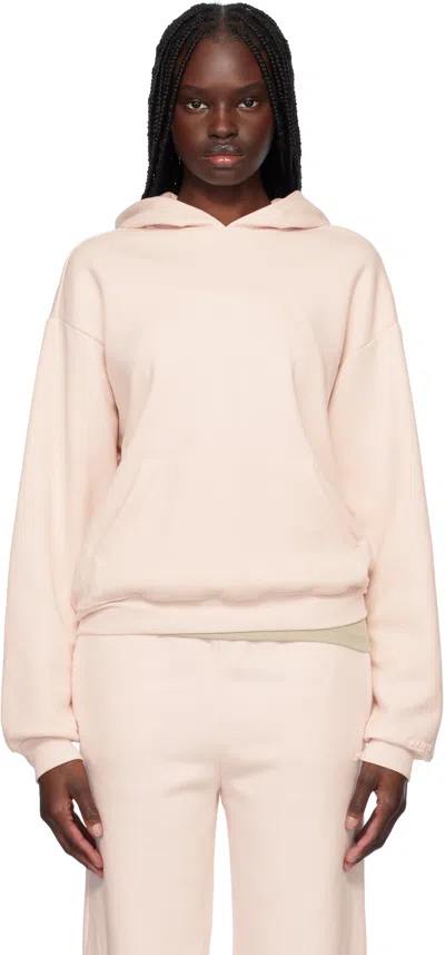 Skims Pink Cotton Fleece Classic Hoodie In Barely Pink