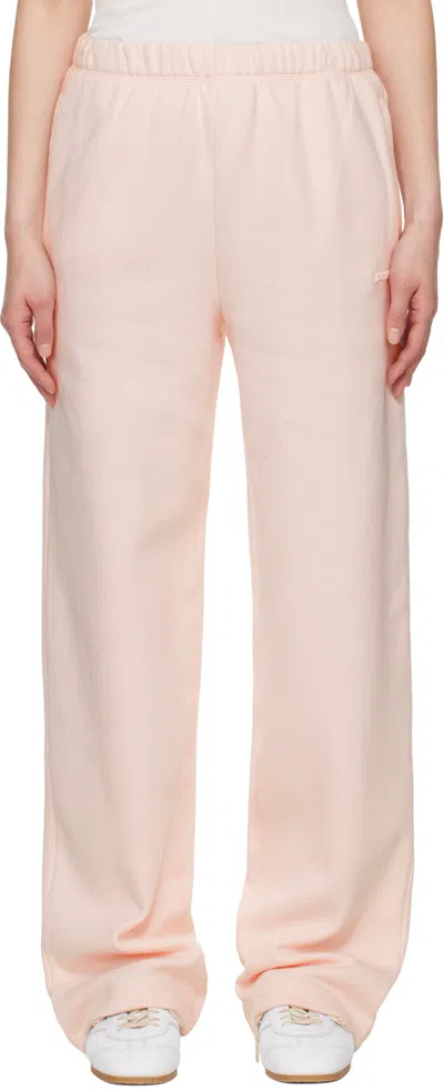 Skims Pink Cotton Fleece Classic Straight Leg Sweatpants In Barely Pink