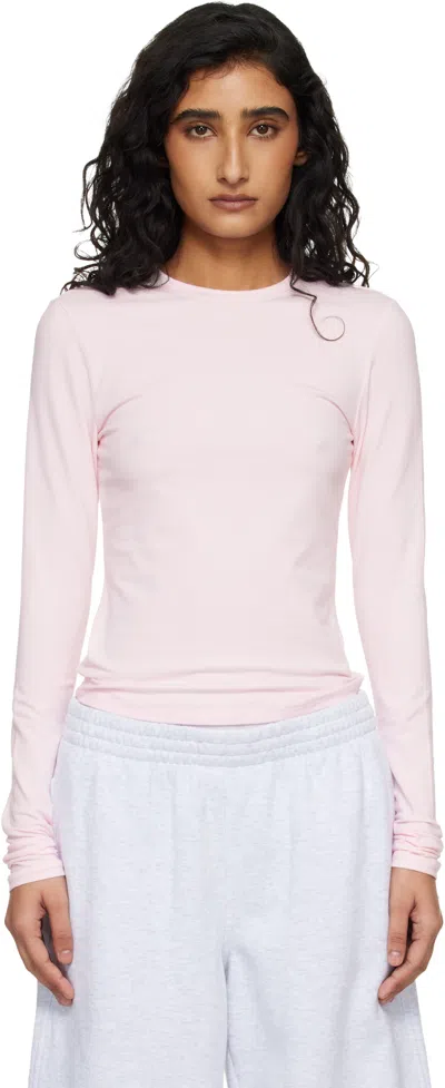 Skims Pink Cotton Jersey Long Sleeve T-shirt