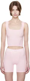 Skims Pink Cotton Rib Tank Top In Cherry Blossom