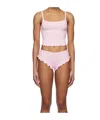 Skims Pink Logo Pointelle Cropped Cami Pyjama Set In Brown