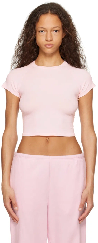 Skims Pink New Vintage Cropped Raglan T-shirt In Cherry Blossom