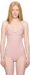 Skims Pink Retro Shapewear Unlined Demi Brief Bodysuit