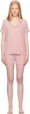 Skims Pink Soft Lounge Short Sleep Pyjama Set In Pattern