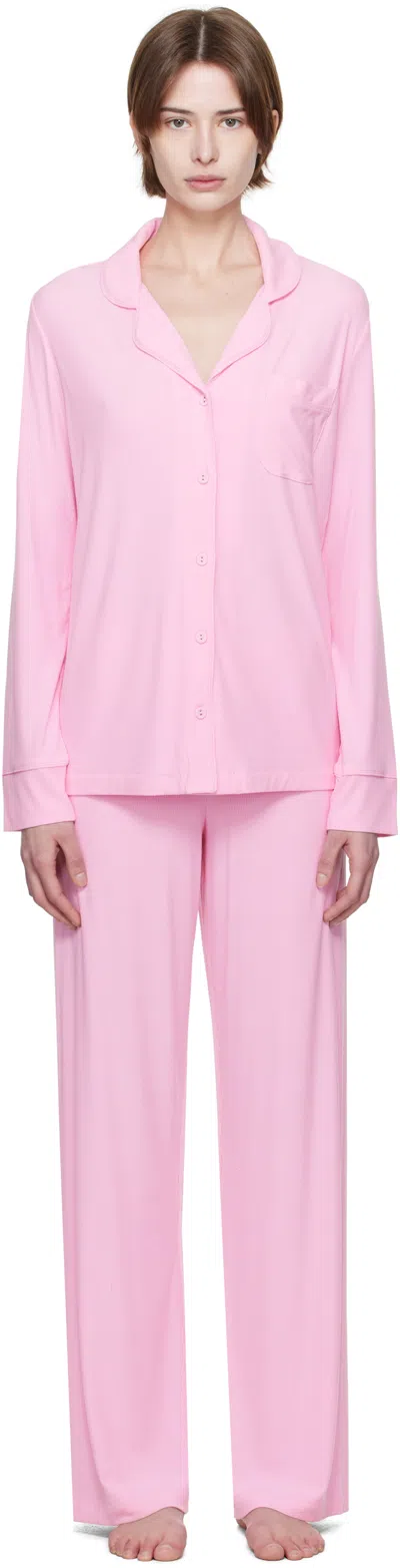 Skims Pink Soft Lounge Sleep Pyjama Set In Bubble Gum