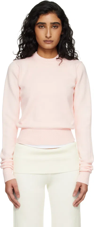 Skims Pink 'sweater Knits' Ribbed Long Sleeve Fitted Sweater In Yellow