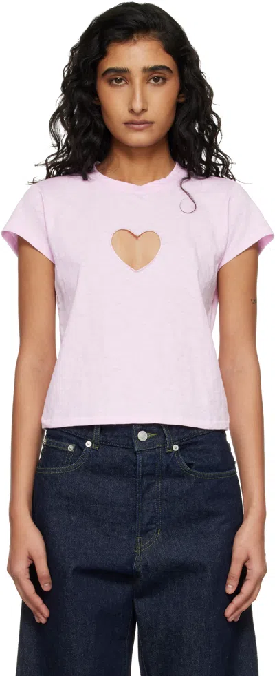 Skims Pink Worn In Jersey Heart Baby T-shirt