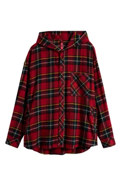 Skims Plaid Flannel Hooded Pajama Top