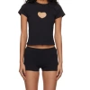 Skims Plain Weave Knit T-shirt In Black