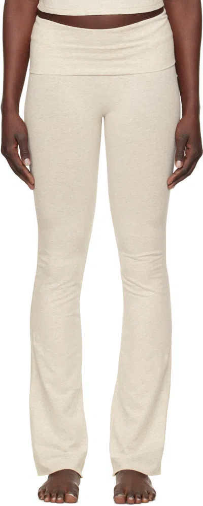 Skims Beige Cotton Jersey Foldover Lounge Pants In Heather Oatmeal