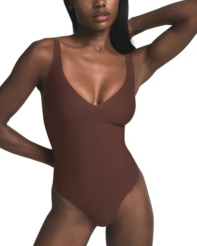 Skims Plunge Bodysuit In Brown