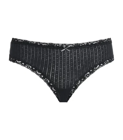 Skims Pointelle Lace-trim Briefs In Black