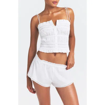 Skims Poplin Apparel Ruffle Camisole In White