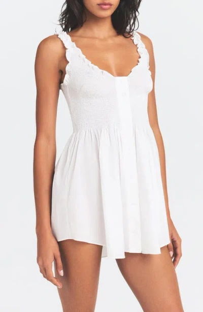 Skims Poplin Apparel Smocked Minidress In White